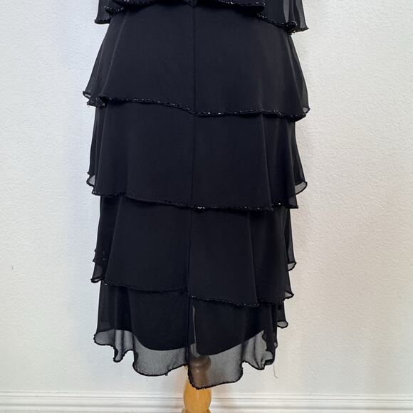 Patra Womens Tiered Sleeveless Knee Dress Size 6 Black Evening Special Occasion - Picture 11 of 13